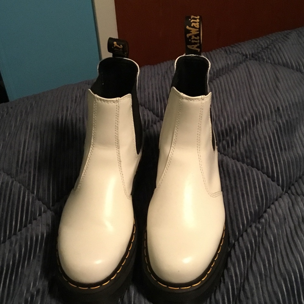Dr. Martens White Leather Chelsea Boots